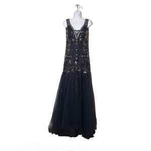 Custom Made Navy Blue Mermaid Style Prom Dress Size XS/Small